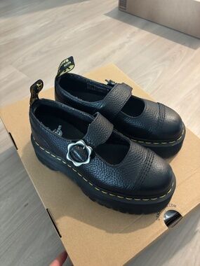 Dr. Martens Addina Flower Buckle Leather Platform Shoes